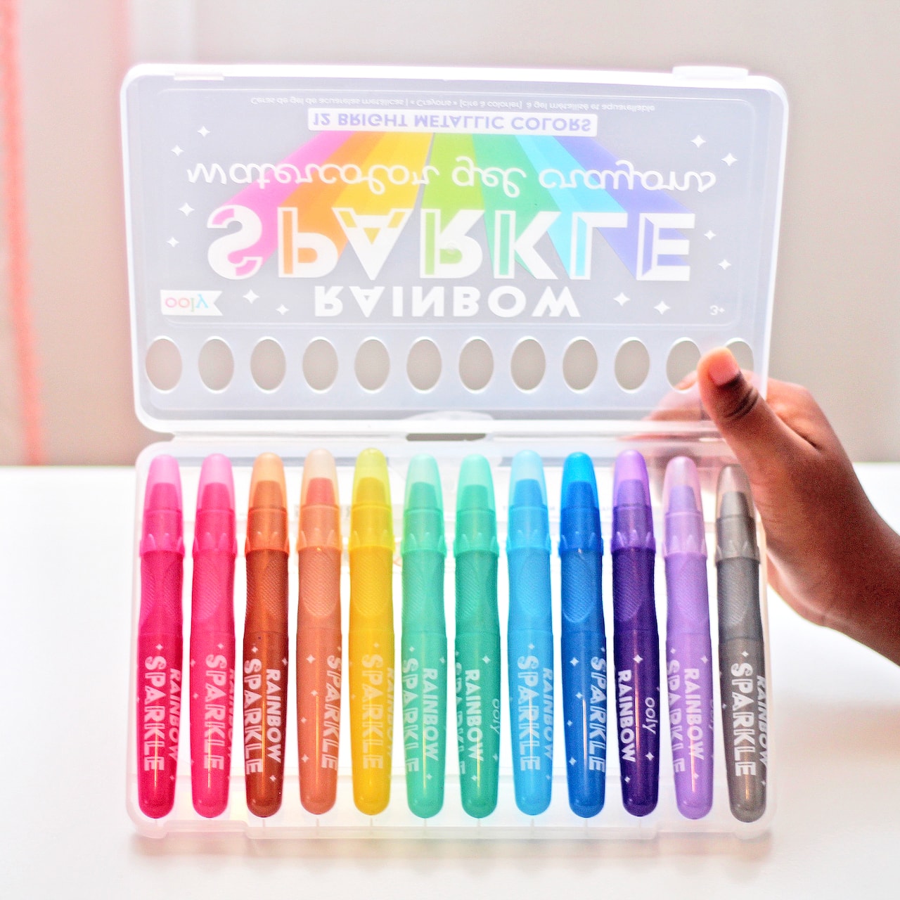 OOLY Rainbow Sparkle Metallic Watercolor Gel Crayons, 12ct.